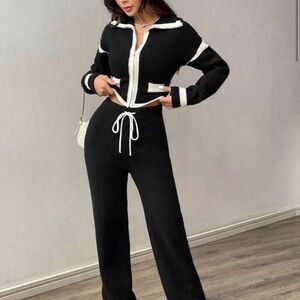 SHEIN Black and White Track Suit